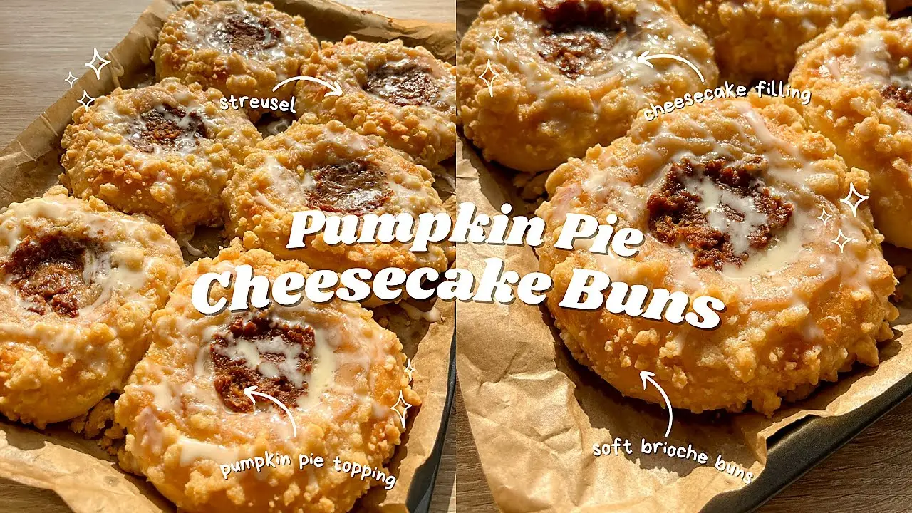 Pumpkin Pie Cheesecake Buns 🍁 bake with me 